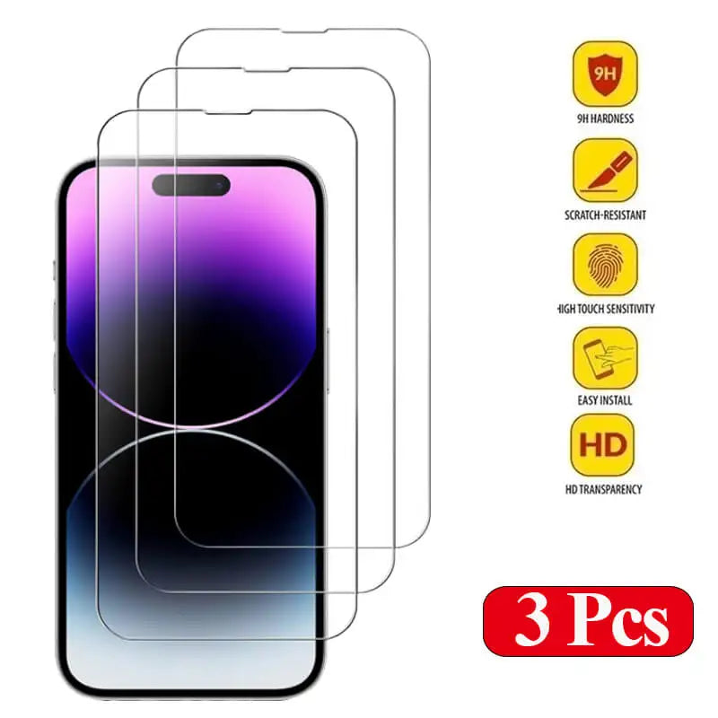 9H Tempered Glass Screen Protector for iPhone 11/12/13/14/15/16 Pro Max