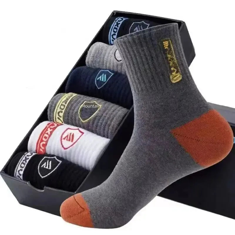 5 Pairs Men's Sports Socks – Sweat Absorbent, Breathable & Comfortable | Spring Summer Casual Athletic Socks