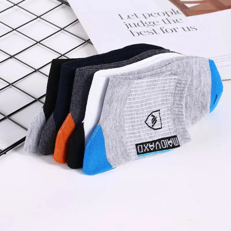 5 Pairs Men's Sports Socks – Sweat Absorbent, Breathable & Comfortable | Spring Summer Casual Athletic Socks