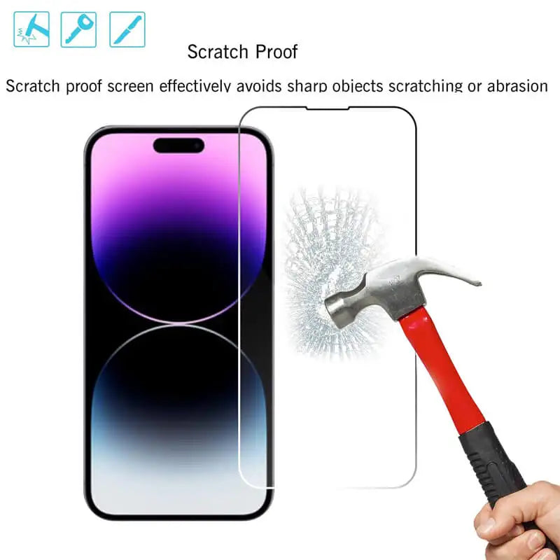 9H Tempered Glass Screen Protector for iPhone 11/12/13/14/15/16 Pro Max