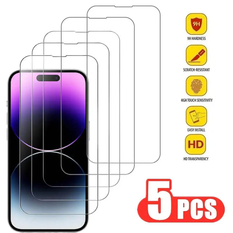 9H Tempered Glass Screen Protector for iPhone 11/12/13/14/15/16 Pro Max